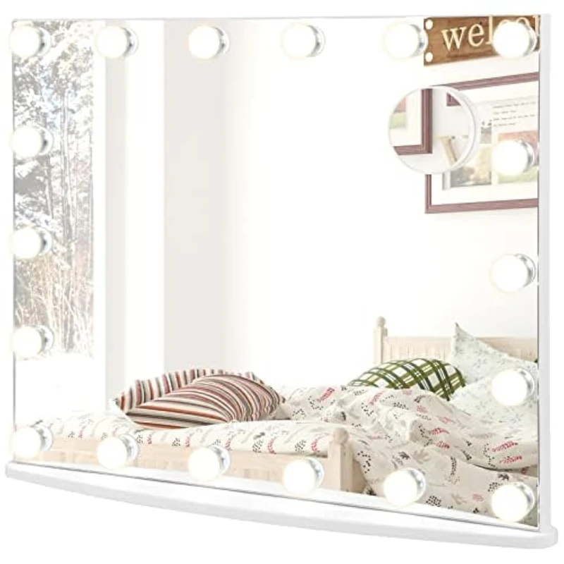 FANTASK Makeup Mirror with Lighting, 18 LED Mirror with 3 Light Colours and 4 Light Brightnesses, Touch Screen Intelligent, 3X Magnification - Image 1