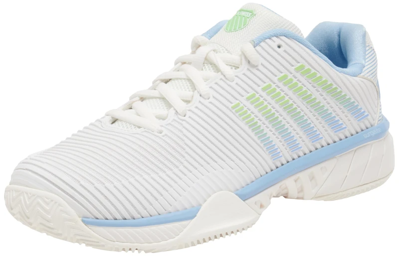 K-Swiss Women's Hypercourt Express 2 Tennis Shoe, Wht Dtchcnl Green, 5.5 UK