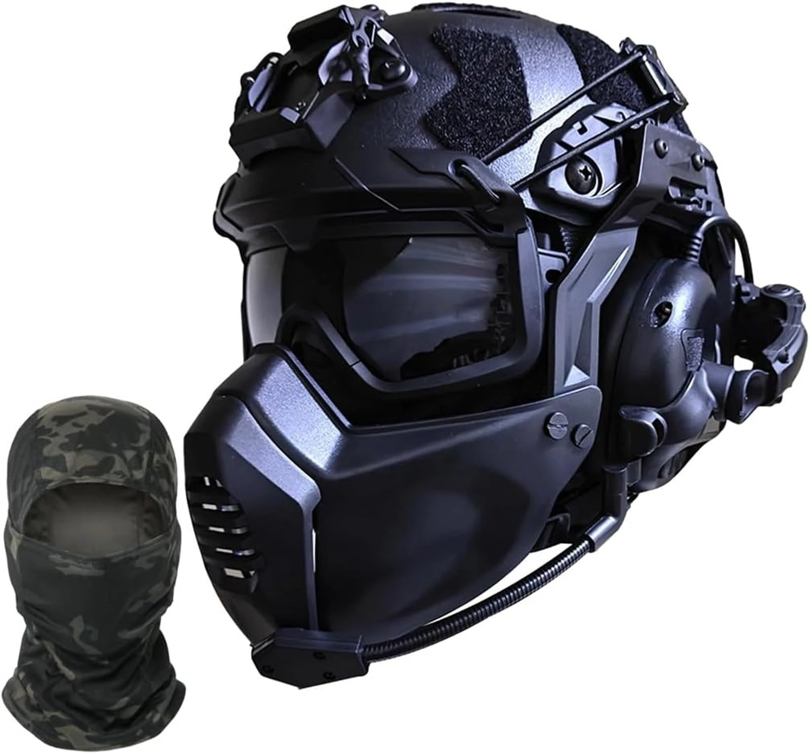 Tactical FAST Helmet Set, Adjustable Airsoft Helmet With Noise Canceling Headset, Tactical Mask, Metal L4G24, Telescope Model And Signal Light For CS Paintball Gear(C Max)