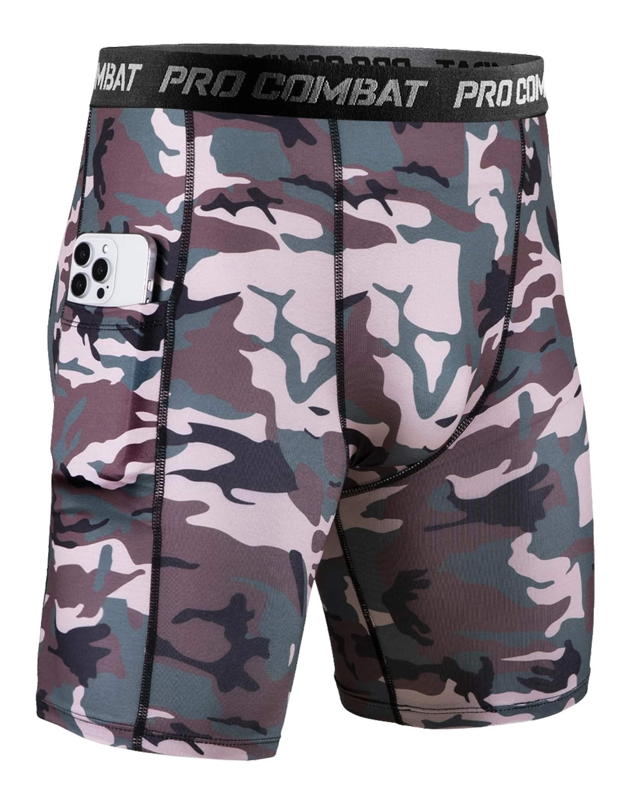 Niksa 1 Pack Mens Compression Shorts Gym Running Sports Underwear Base Layer Shorts Sports Undershorts Quick-Drying Fabric Men's Workout Shorts, Brown Camouflage, M