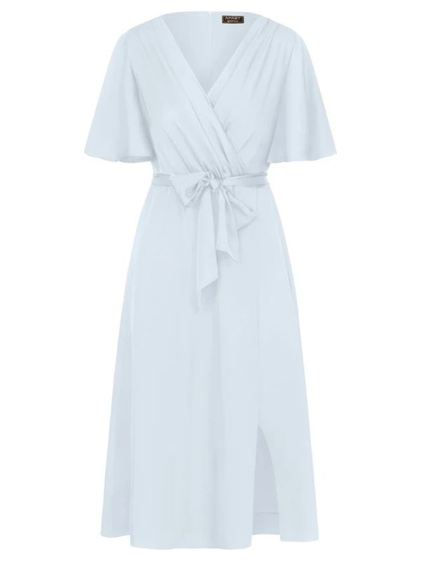 APART Fashion Women's Apart Midi-satinkleid Us Mattschimmerndem Satin Dress, lightblue, 14