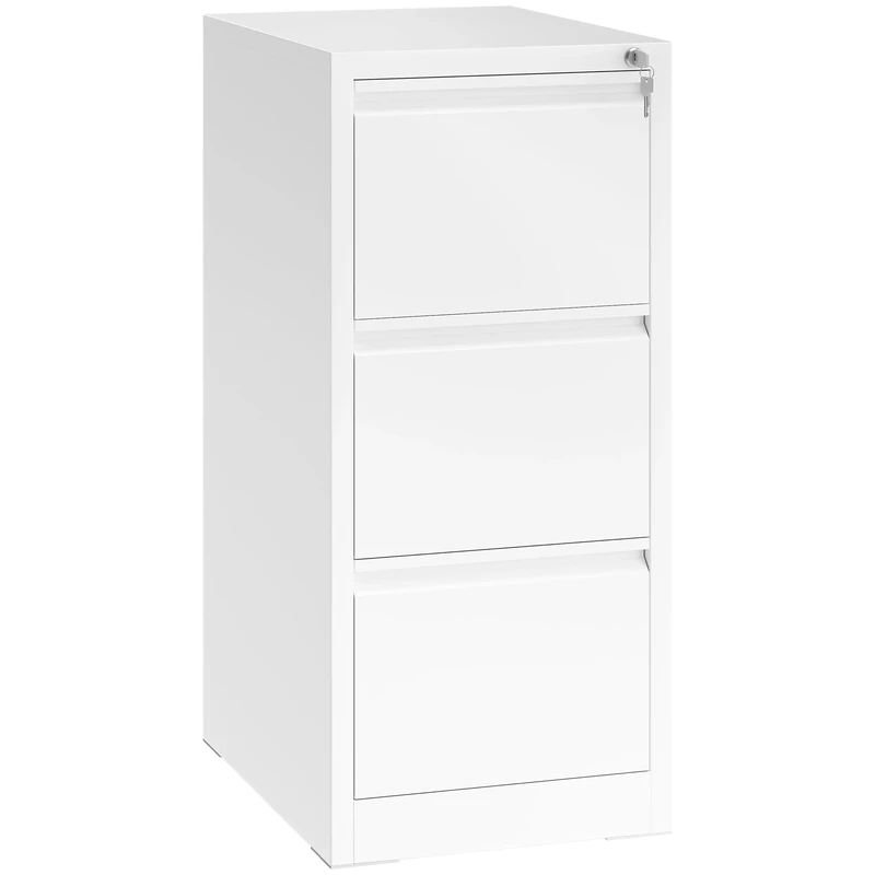 YITAHOME Filing Cabinet with 3 Lockable Drawers, Anti-tipping Rolling Filing Cabinet with Wheel for Home Office, Under Desk File Storage Cabinets for Letter/Legal/A4 Size, White, 62 x 45 x 102cm