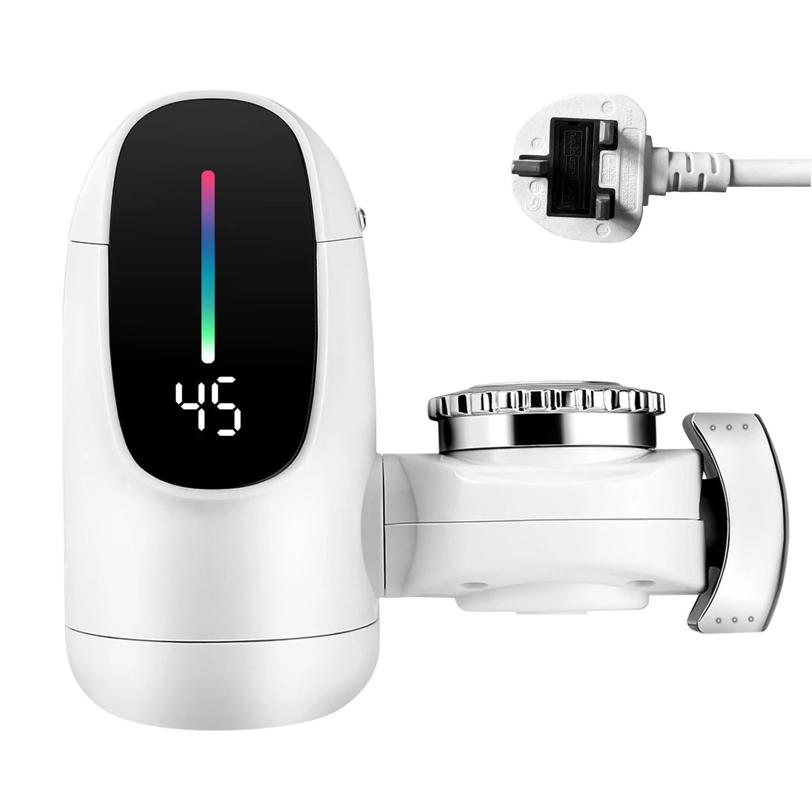 Instant Hot Water Tap, Electric Tap UK Plug, 220V 3000W Electric Hot and Cold Mixer Water Faucet with LED Digital Display for Kitchen Bathroom