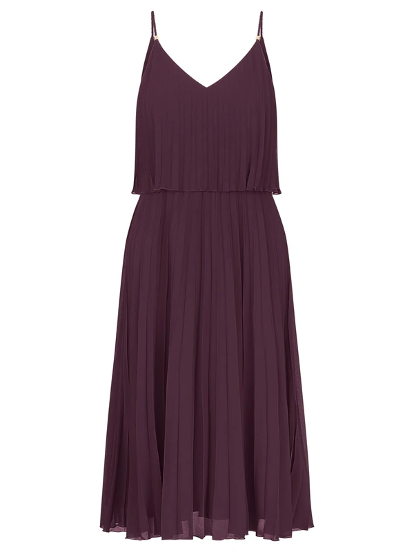 APART Fashion Women's Kurzes Plisseekleid Dress, Plum, 20