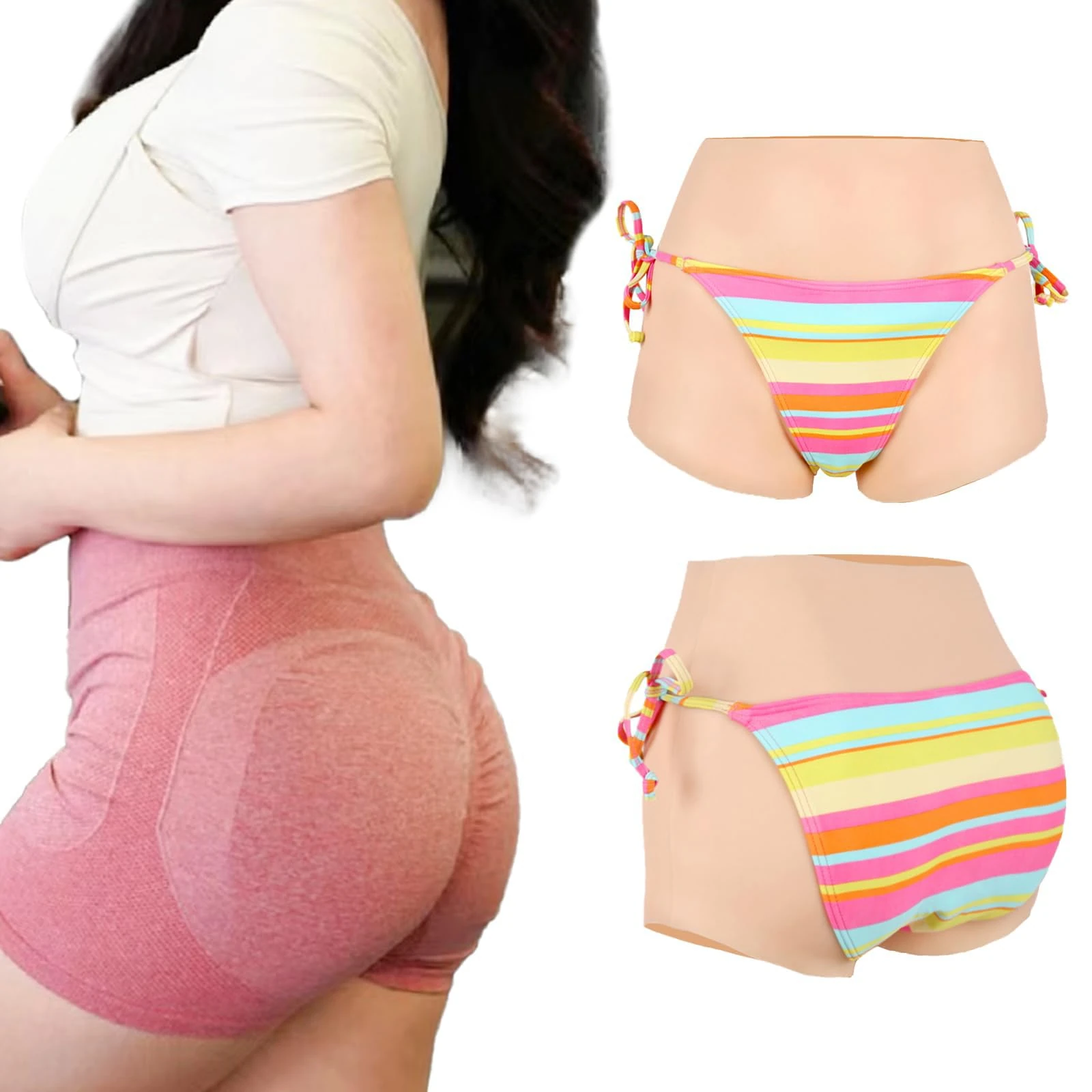 Cyomi Silicone Pant Hiding Gaff Hip Enhancer Insertable Underwear Butt Shaper Control Panties for Transgender Crossdresser Drag Queen Cosplay (Yellow)