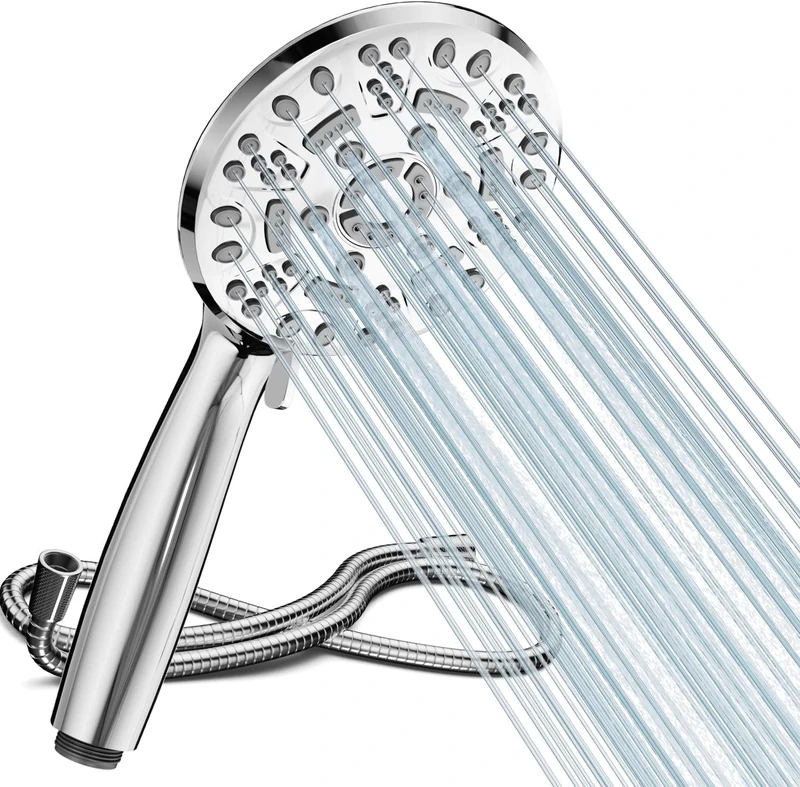 Cobbe Shower Head with Hose, High Pressure Shower Heads with 8 Spray Modes, Universal Bathroom Water Saving Shower Head Set, Large Powerful Flow Rain Showerhead for Low Water Pressure