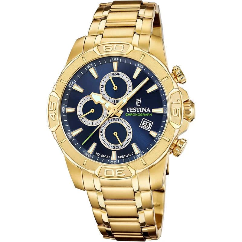 Festina Mens Gold PVD-Plated Steel Chronograph Watch with Bracelet F20705/5