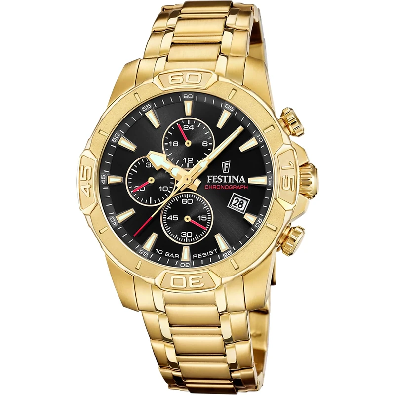 Festina Mens Gold PVD-Plated Steel Chronograph Watch with Bracelet F20705/4