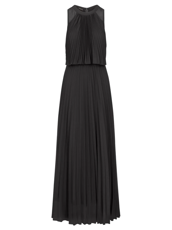 APART Fashion Women's Langes Plisseekleid Dress, Black, 8