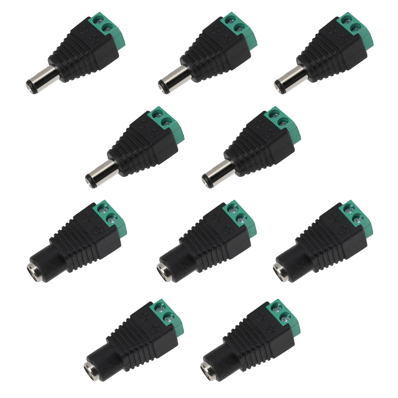brileze 10 Pack 5.5 mm X 2.1mm Connector 12V DC Power Male Female Barrel Jack Waterproof Connector Screw Terminal Adapter Socket Plug Barrel Power for CCTV Security Camera Led Light Strips