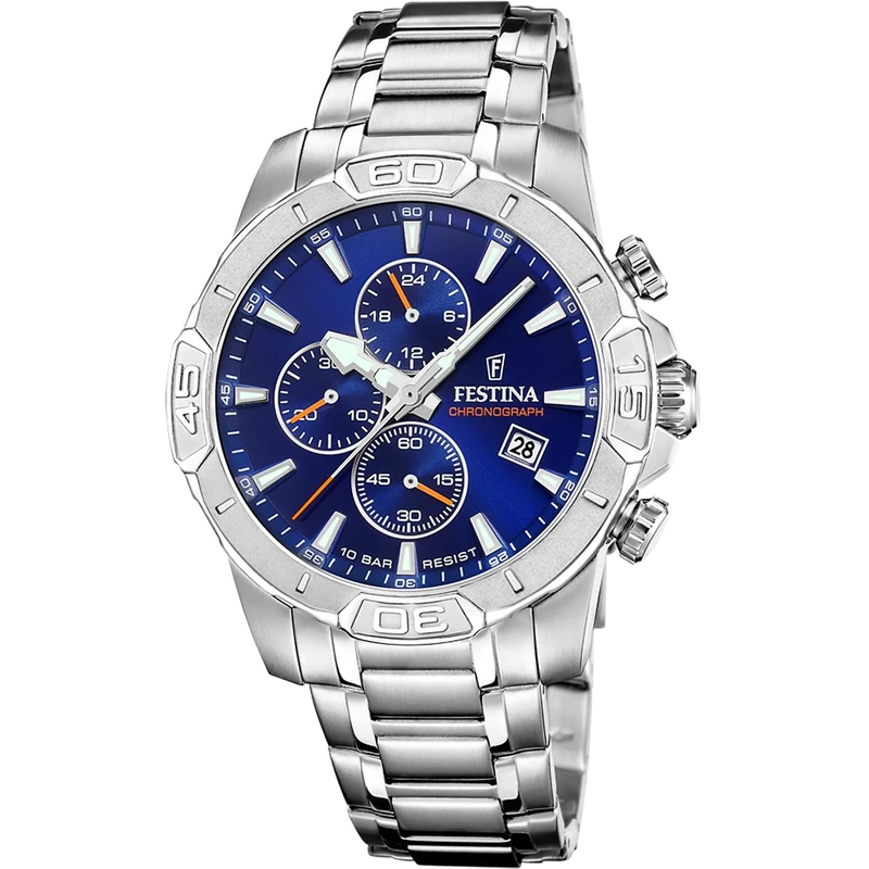 Festina Mens Stainless Steel Chronograph Watch with Steel Bracelet F20704/2