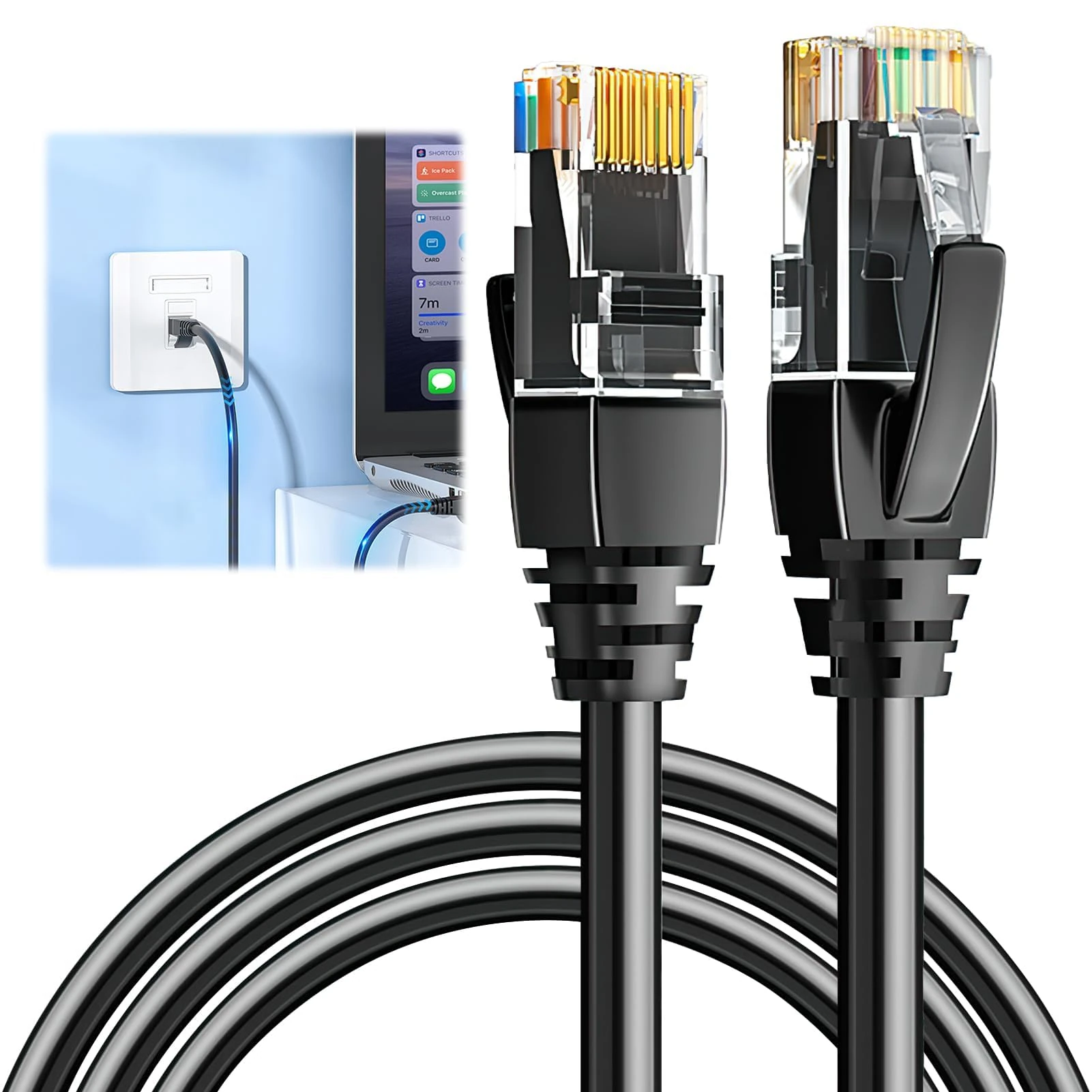 Cat 6 Ethernet Cable 5 M Black High Speed Gigabit Cat6 Network Cord RJ45 10Gbps 250Mhz/s Internet Lan Wire Lead Patch Cable for Router Modem Smart TV PC Switches Laptop Gaming Xbox UTP CCA, Black