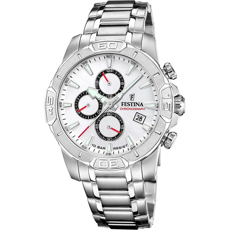 Festina Mens Stainless Steel Chronograph Watch with Steel Bracelet F20704/1