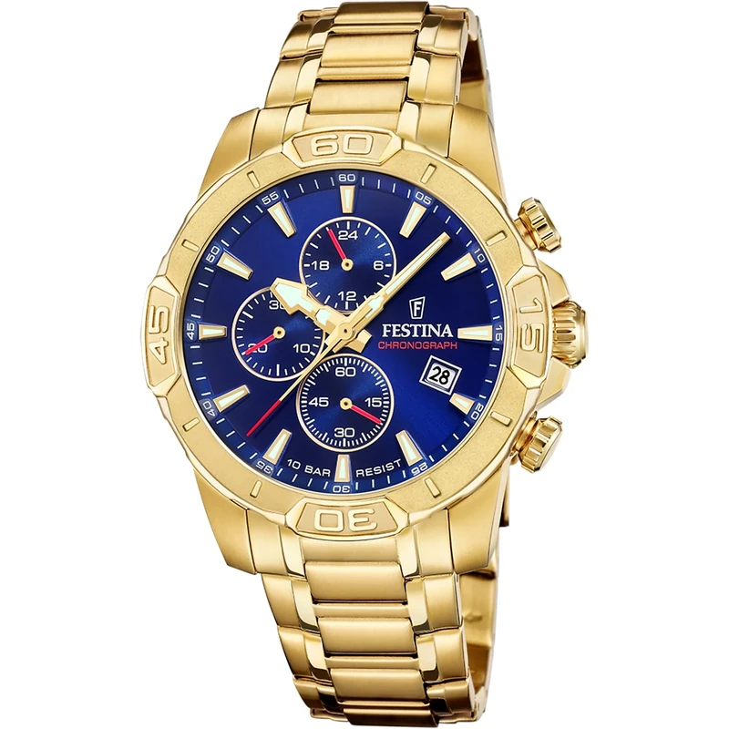 Festina Mens Gold PVD-Plated Steel Chronograph Watch with Bracelet F20705/3