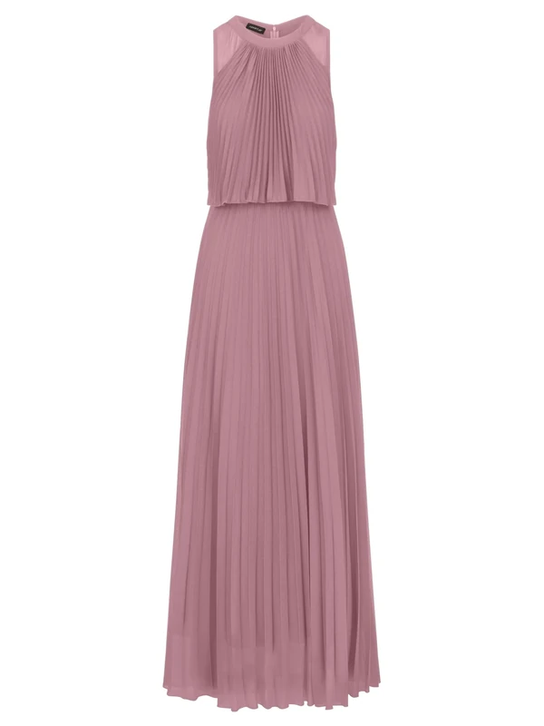 APART Fashion Women's Langes Plisseekleid Dress, Mauve, 8