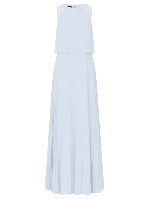 APART Fashion Women's Langes Plisseekleid Dress, Light Blue, 14