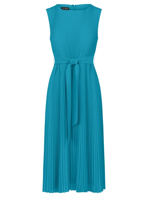 APART Fashion Women's Midi-plisseekleid Dress, Turquoise, 18