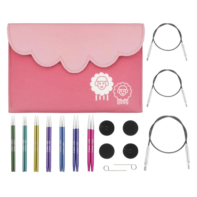 KnitPro Zing Midi Interchangeable Needle Set 4" (10cm) | 7 Sizes (3mm to 5mm)