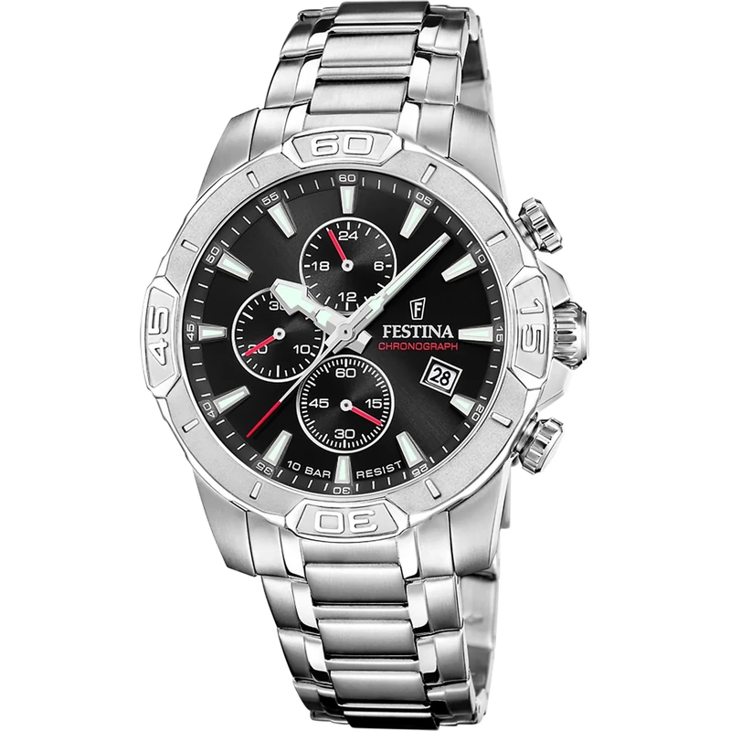 Festina Mens Stainless Steel Chronograph Watch with Steel Bracelet F20704/3