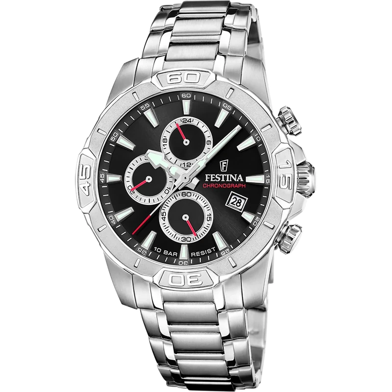 Festina Mens Stainless Steel Chronograph Watch with Steel Bracelet F20704/6