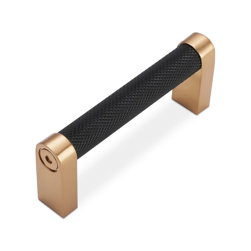 BUKOBYHE 10 Pack 3 Inch Black and Champagne Bronze Kitchen Cabinet Handles Knurled Cabinet Pulls Black Drawer Pulls Cabinet Hardware
