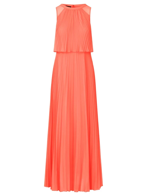 APART Fashion Women's Apart Abendkleid mit Lose Fallendem Sonnenplissee Dress, Coral, 18
