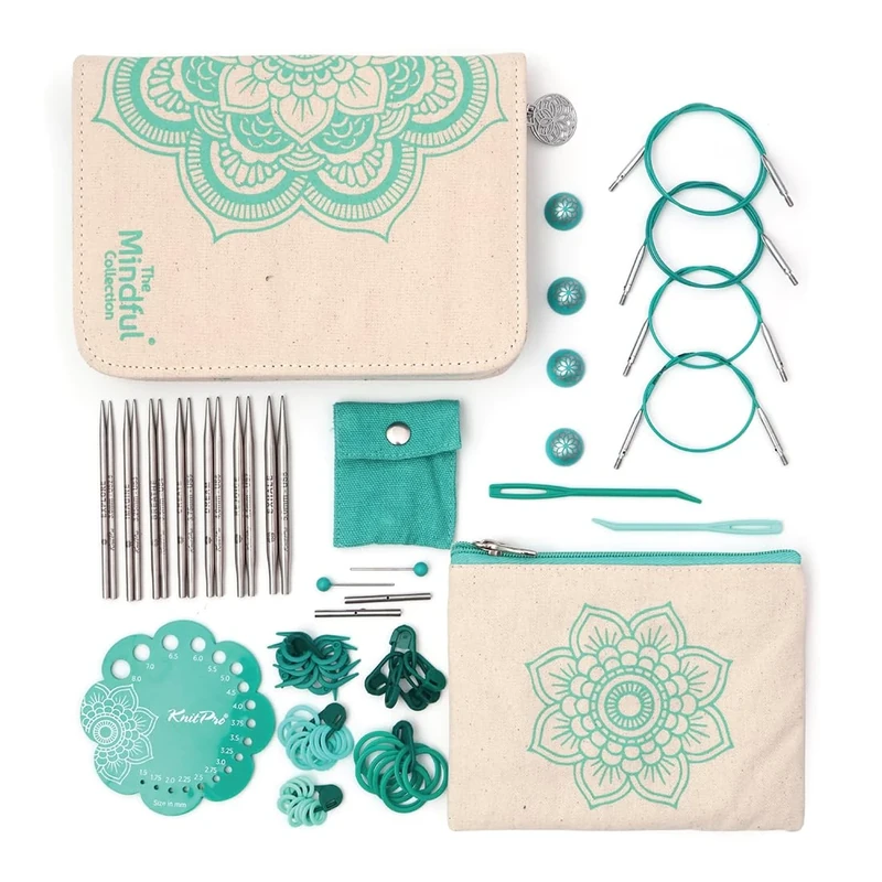 KnitPro The Mindful Collection Grace Interchangeable Circular Needle Set 4" (10cm) | 7 Sizes (3mm to 5mm)