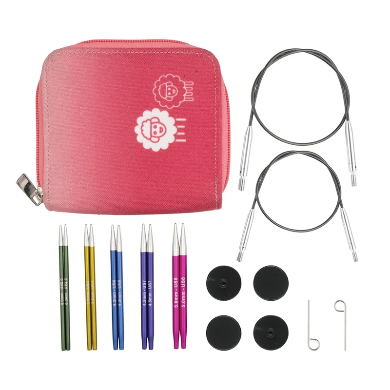 KnitPro Zing Starter Interchangeable Needle Set 4" (10cm) | 5 Sizes (3mm to 5mm)