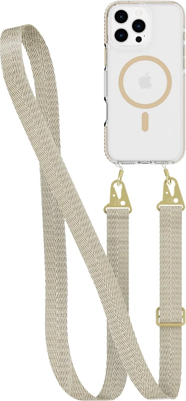 Tech21 EvoCrystal with Crossbody for iPhone 16 Pro Max - Compatible with MagSafe - Impact Protection Case 15x Military Standard Tested - With CrossBody Lanyard -in Gold