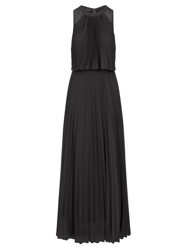 APART Fashion Women's Langes Plisseekleid Dress, Black, 12