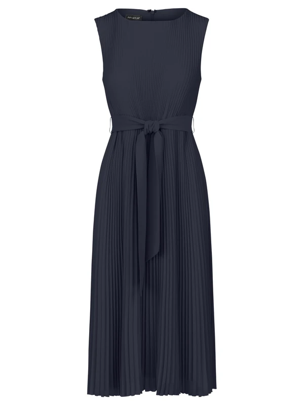 APART Fashion Women's Midi-plisseekleid Dress, Midnight Blue, 10