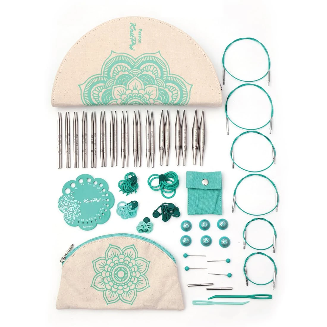 KnitPro The Mindful Collection Passion Interchangeable Needle Set 4" (10cm) | 13 Sizes (3mm to 10mm)
