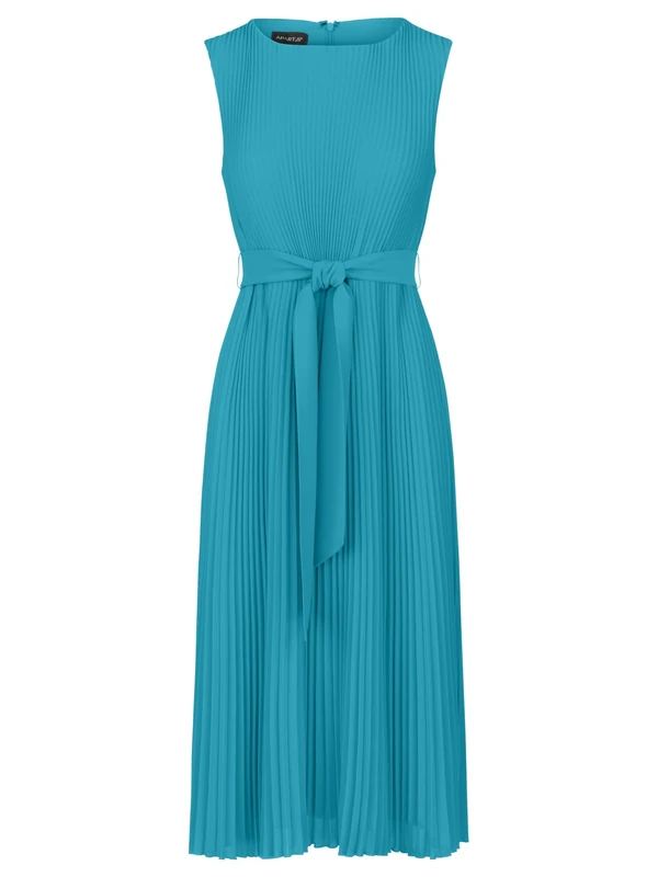 APART Fashion Women's Midi-plisseekleid Dress, Turquoise, 10
