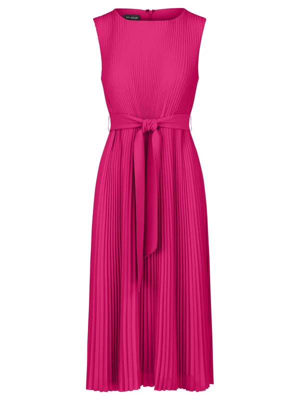 Apart Midi Pleated Dress in Midi Length with Allover Pleated Pleats, Pink, 10