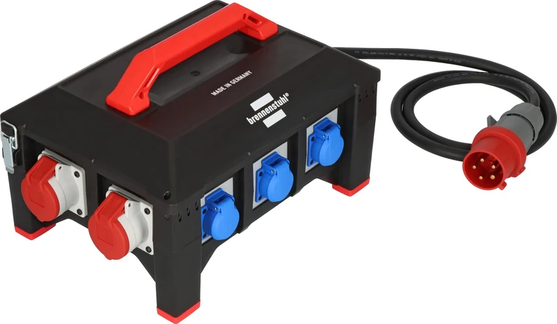 Brennenstuhl Professional Rubber Power Distributor BSV 5 / Power Distributor CEE Plug 32A (2 m Cable H07RN-F 5G6.0, 1xCEE 400V/32A, 2xCEE 400V/16A, 6X Ground Contact 230V, Made in Germany)