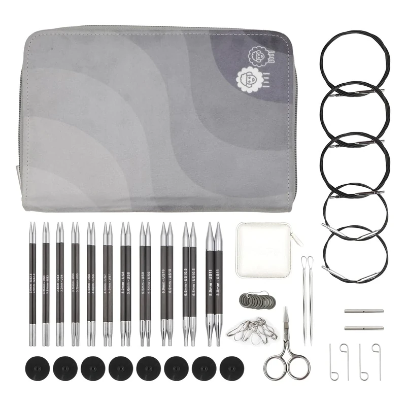 KnitPro Karbonz Regal Interchangeable Needle Set 5" (13cm) | 11 Sizes (3mm to 8mm)