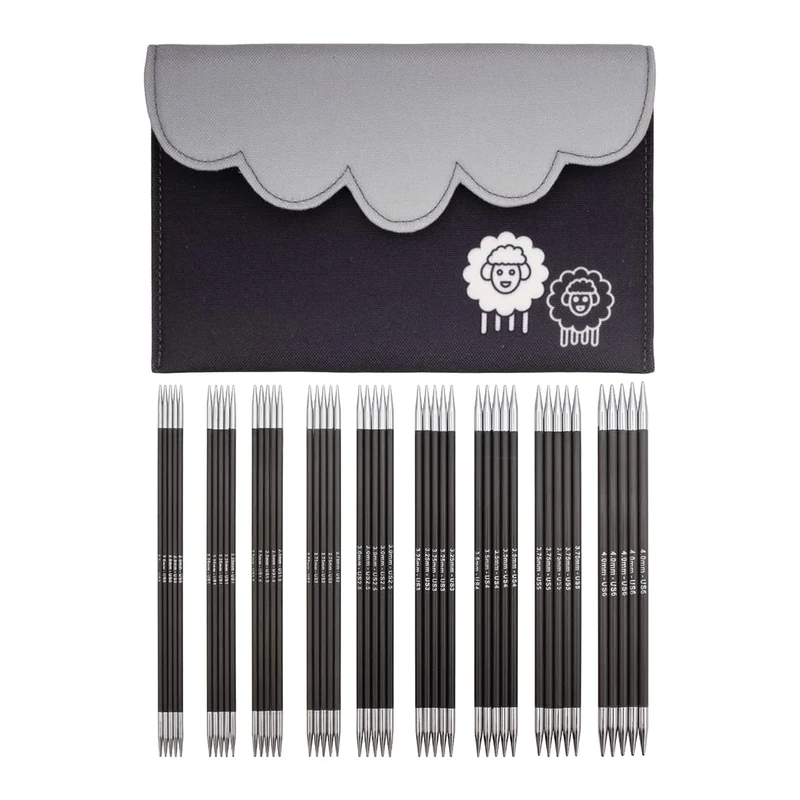 KnitPro Karbonz Deluxe Double Pointed Needle Set 6" (15cm) | 9 Sizes (2mm to 4mm)