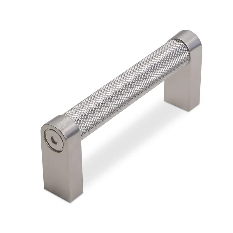 BUKOBYHE 10 Pack 3 Inch(76mm) Brushed Satin Nickel Modern Knurled Cabinet Pulls Silver Drawer Pulls Cabinet Hardware