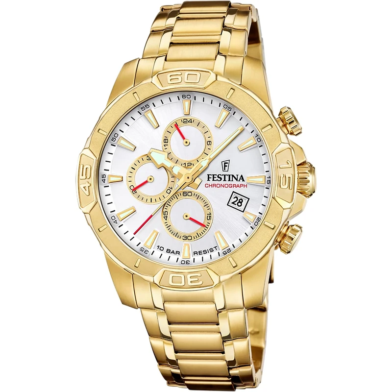 Festina Mens Gold PVD-Plated Steel Chronograph Watch with Bracelet F20705/1