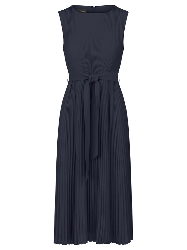APART Fashion Women's Midi-plisseekleid Dress, Midnight Blue, 16