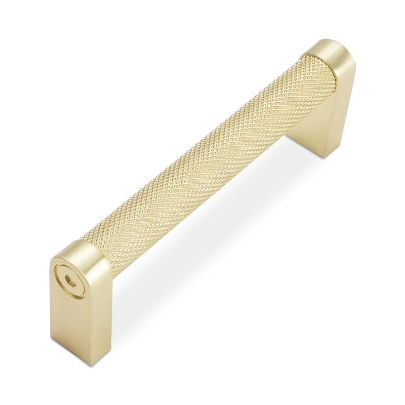 BUKOBYHE 10 Pack 3-3/4 Inch(96mm) Brushed Gold Kitchen Cabinet Handles Knurled Cabinet Pulls Gold Drawer Pulls Cabinet Hardware