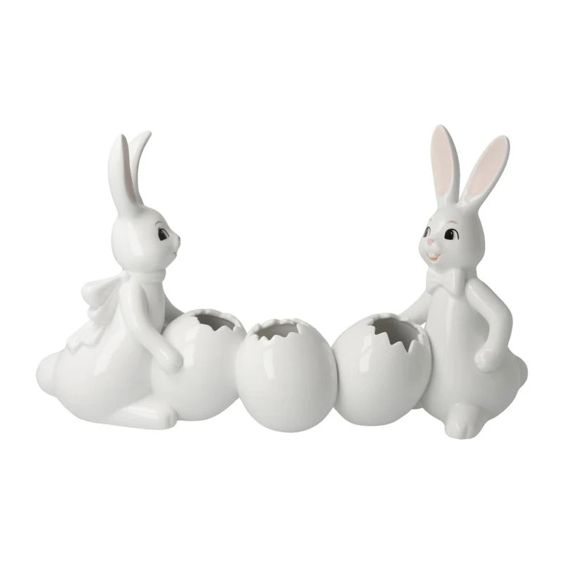 Goebel Bunny Figurine Rabbit with Vase Spring Feelings - Snow White Easter