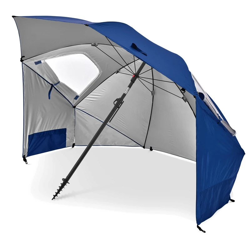 Sport-Brella Premiere Portable Sun Umbrella, Multi-purpose Garden Umbrella, Easy Folding Setup, 243 cm, 1 Piece, Perfect for Outdoor Activities, Beach, and Garden Use, UV Protection-Blue
