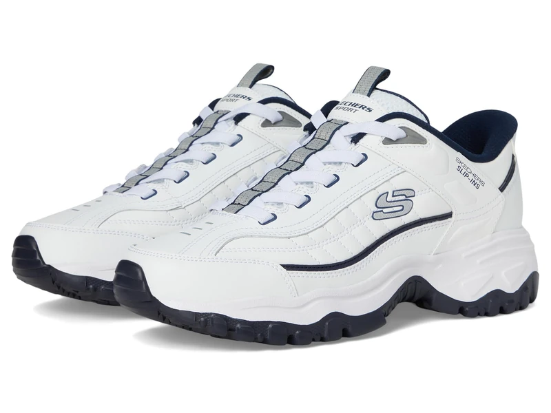 Skechers Men's Afterburn E'lite Grill Corporal Hands Free Slip-in Sneaker, White/Navy, 10