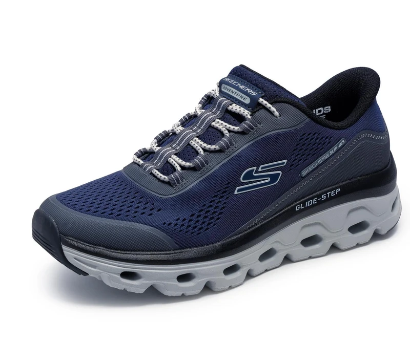 Skechers Men's Glide-Step Sole Glover Peak Trainers, Navy Textile/Synthetic/Trim, 5.5 UK