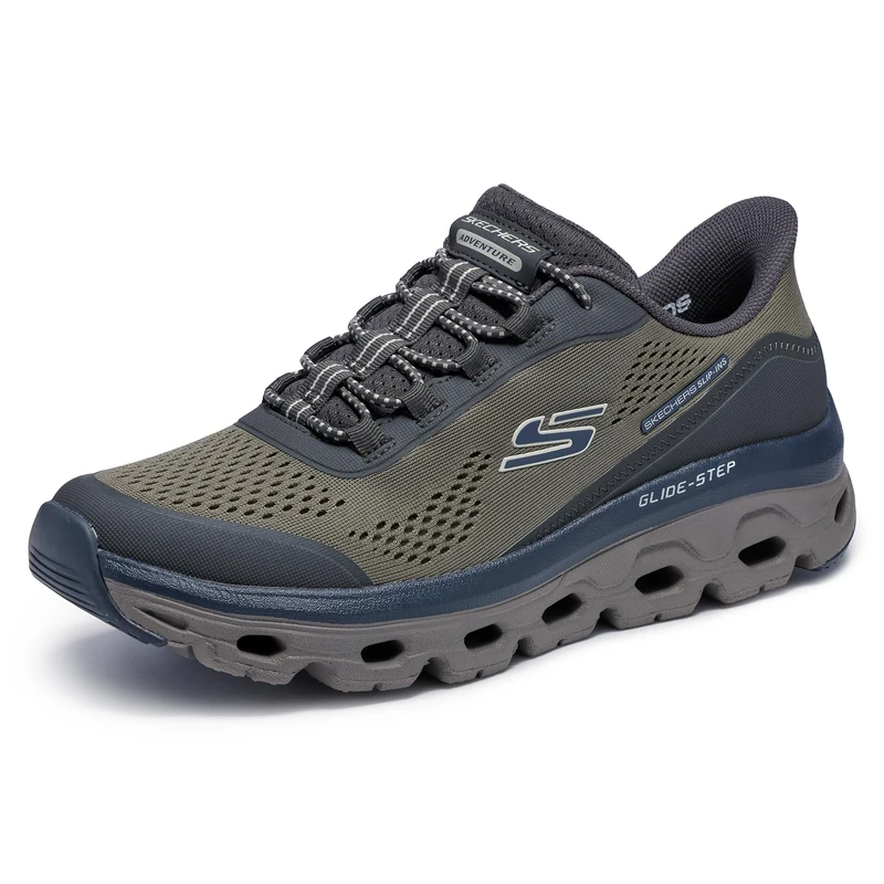 Skechers Men's Glide-Step Sole Hands Free Slip-in Trainers, Olive Leaf for Me Leaf It to Me, 5.5 UK