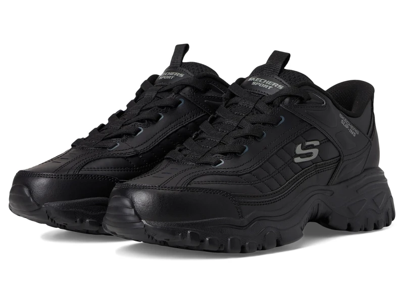 Skechers Men's Afterburn E'lite Grill Corporal Hands Free Slip-in Basket, Black/Black, 45.5 EU Wide, Black, 45.5 EU Large