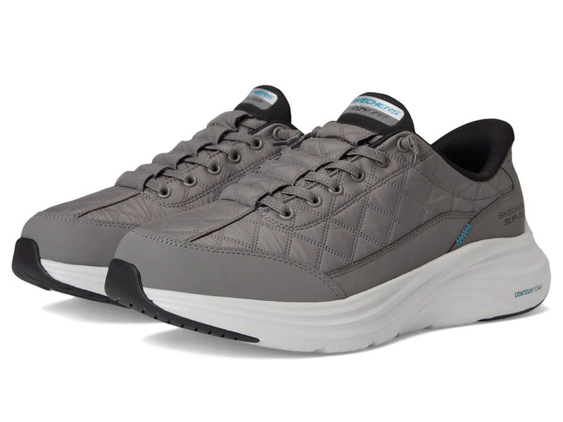 Skechers Men's Contour Foam Cozy Fit Hands Free Slip-in Sneaker, Dark Grey Black, 10.5 UK