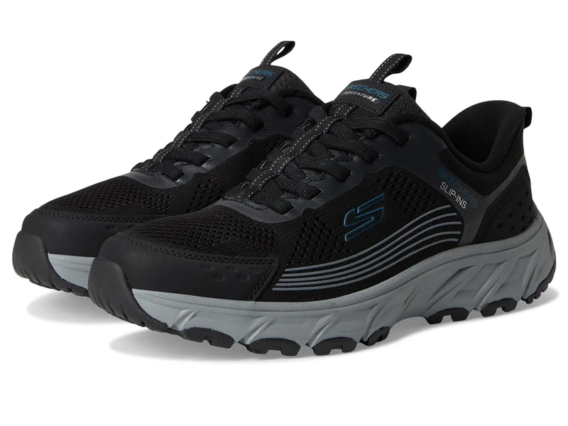 Skechers Men's Hillcrest 2.0 Slip-On Sneakers, Black Synthetic/Textile/Trim, 7.5 UK