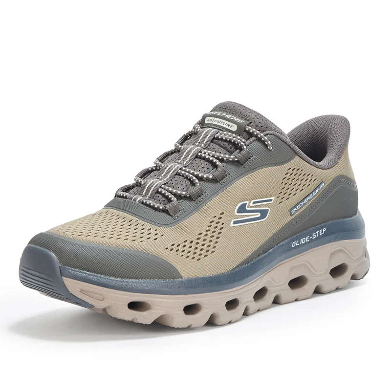 Skechers Men's Glide-Step Sole Hands Free Slip-in Sneaker, Olive Leaf for Me Leaf It to Me, 10 UK